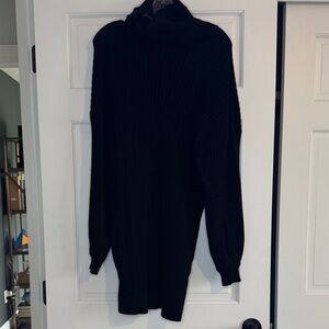 Amazon Black Ribbed Turtleneck Sweater Dress